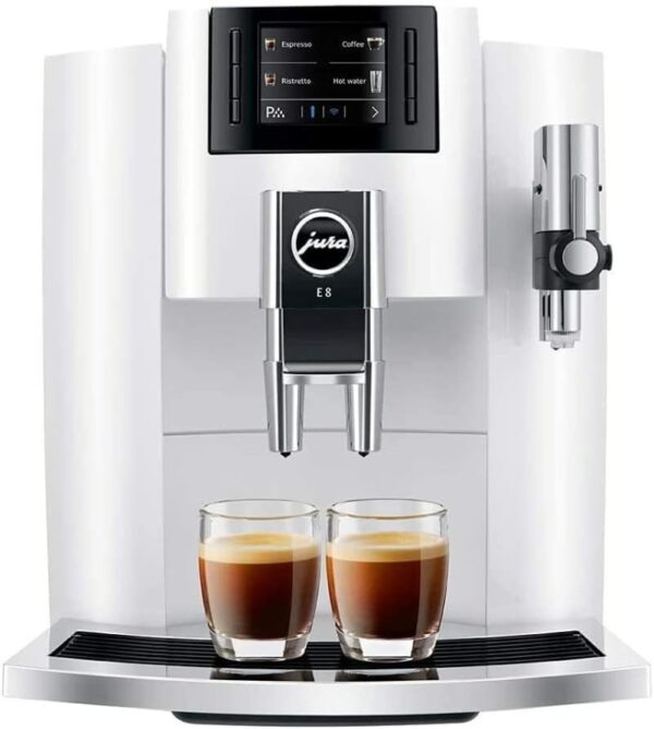 Jura E8 Automatic Espresso Machine (Piano White)